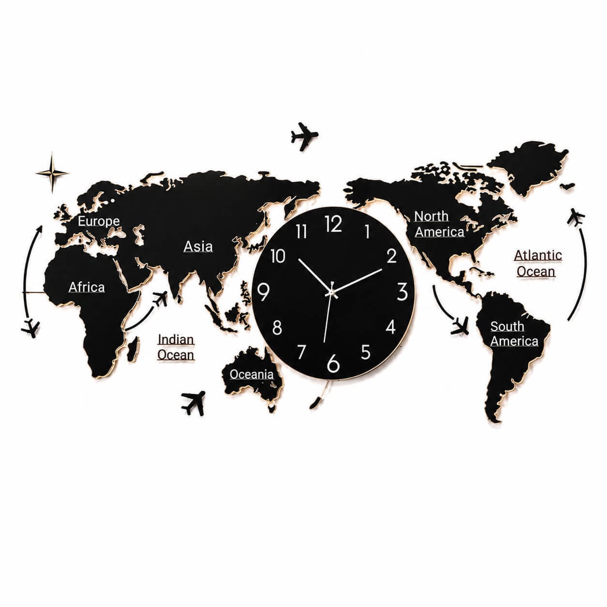 World Map Wall Clock